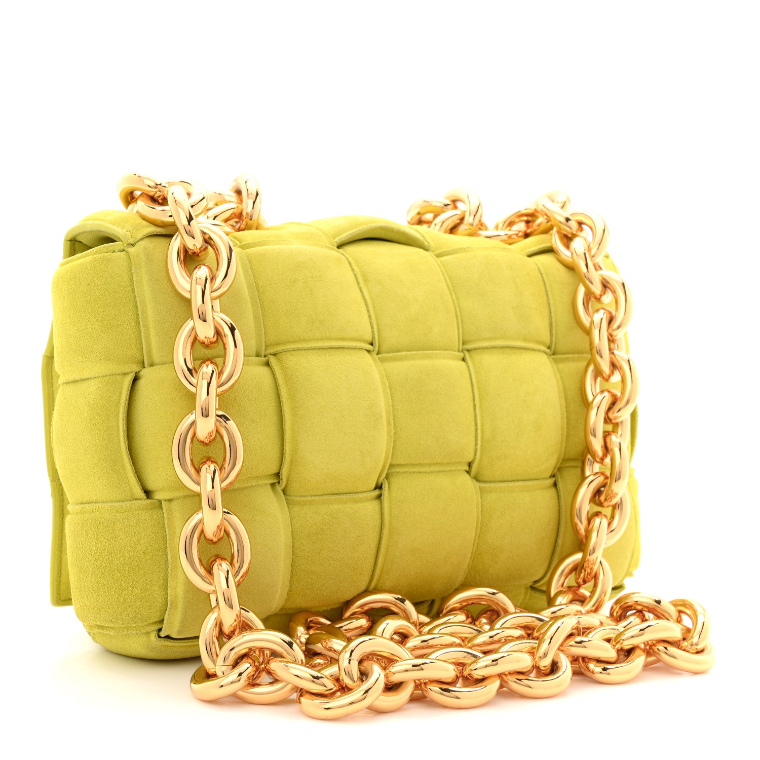 Bottega Veneta Suede Maxi Intrecciato Padded Chain Cassette Crossbody Bag Kiwi 4 of 21