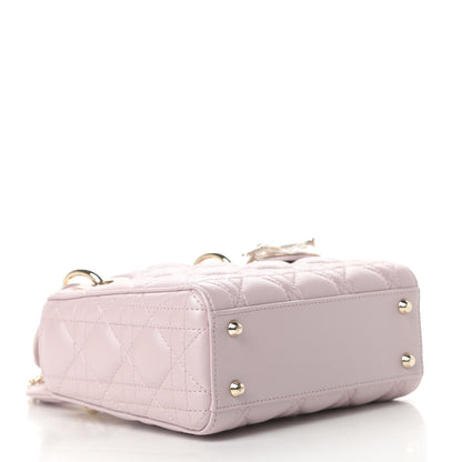 Christian Dior Metallic Lambskin Cannage Mini Lady Dior Lotus 4 of 11