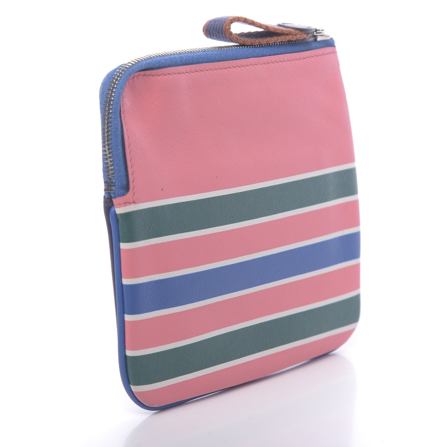 Hermes Swift Couverture Nouvelle Carre Pocket Pouch Bleu Encre Rose D'Ete 3 of 7