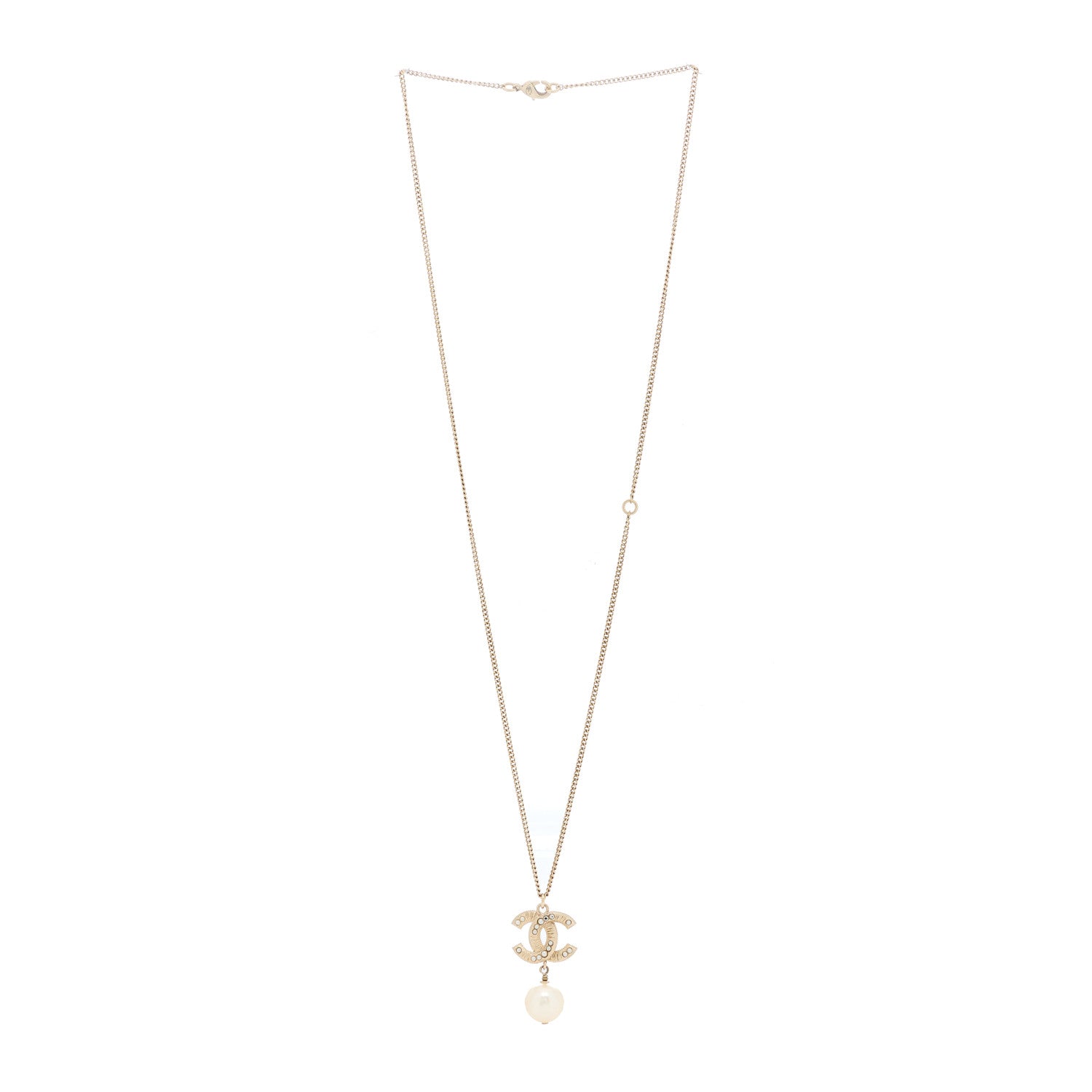 Chanel Pearl CC Drop Necklace Gold 2 of 3