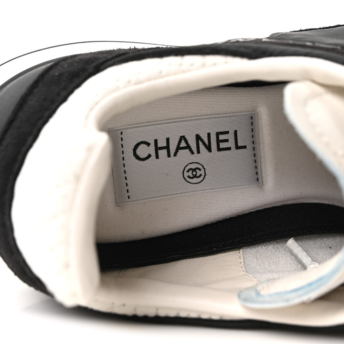 Chanel Nylon Suede Kidskin Calfskin Logo Sneakers 38 Black White 8 of 10