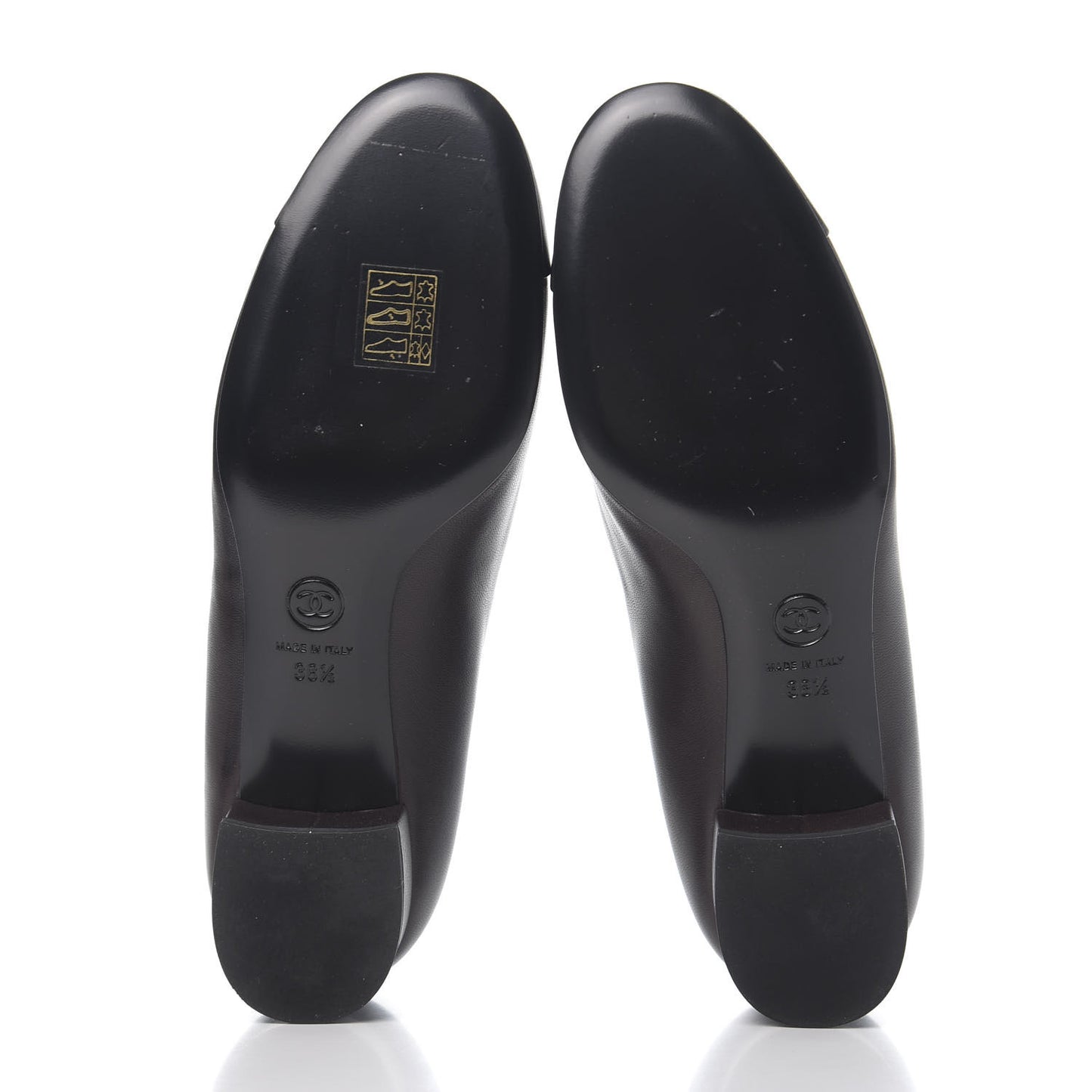 Lambskin CC Cap Toe Pumps 38.5 Dark Brown Black