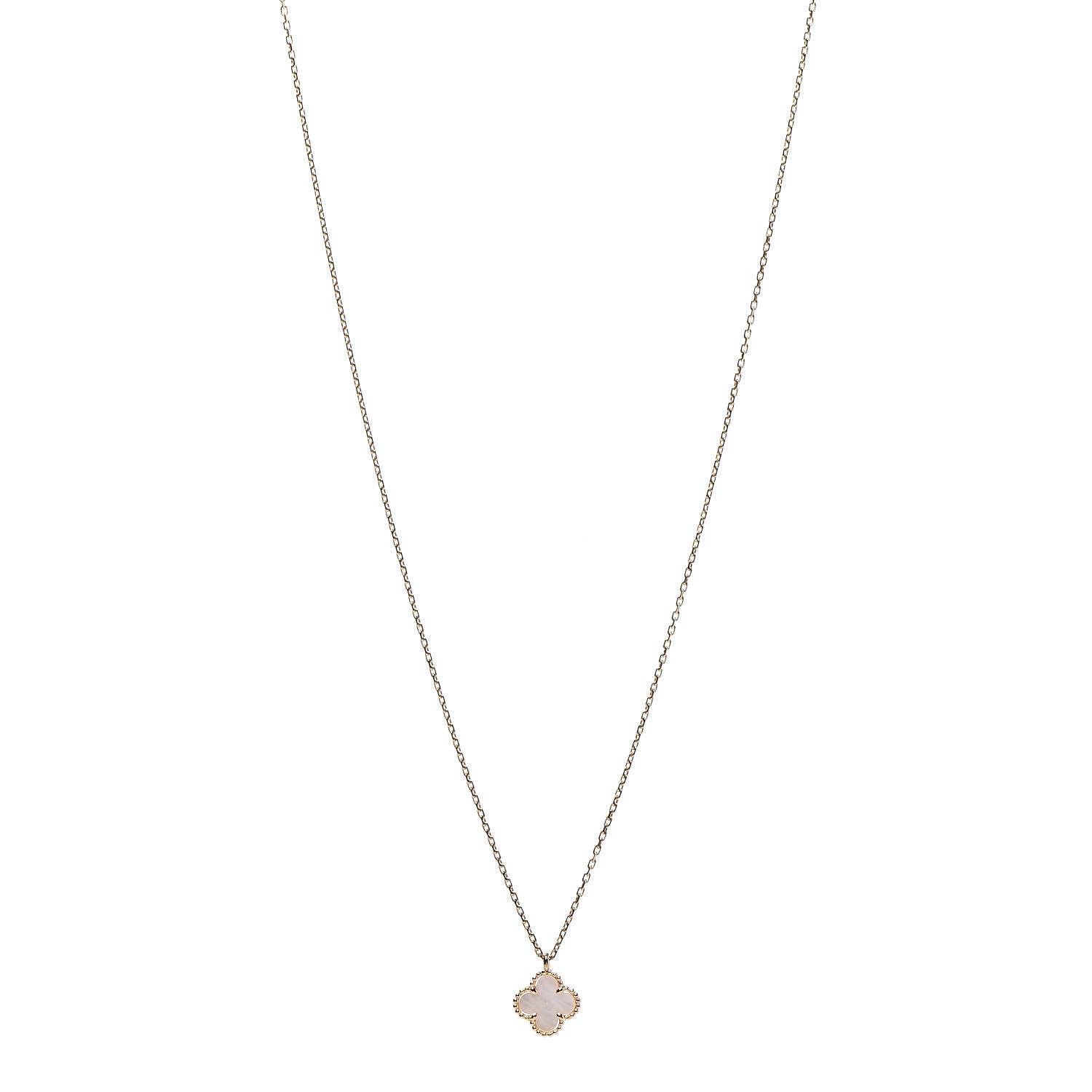 Van Cleef & Arpels 18K Yellow Gold Mother of Pearl Sweet Alhambra Pendant Necklace 1 of 7