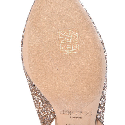 Jimmy Choo Nappa Coarse Glitter Gemma 40 Slingback Pumps 38.5 Ballet Pink 7 of 9