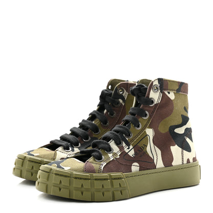 Prada Denim Triangle Logo Camo Sneakers 35 Militare 4 of 10