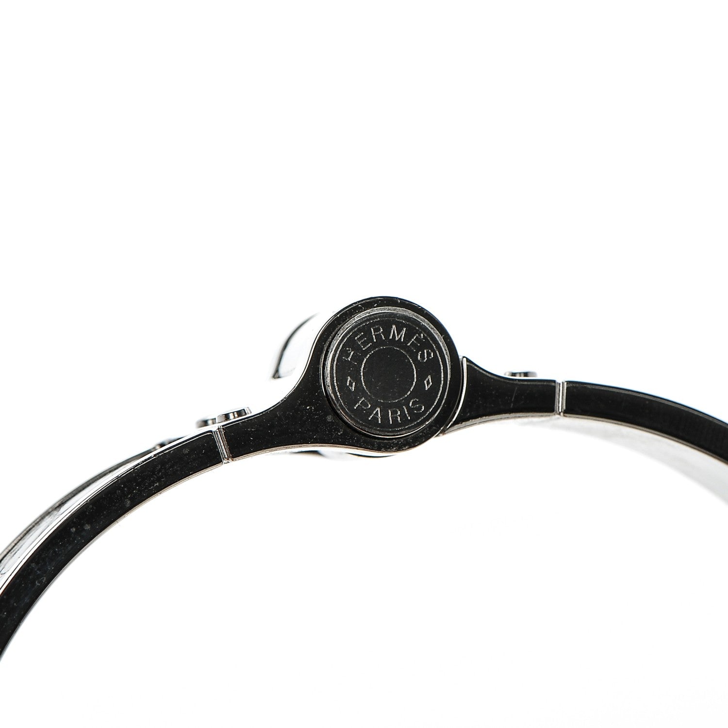 Hermes Shiny Alligator Narrow Hinged Bracelet M Black 5 of 6
