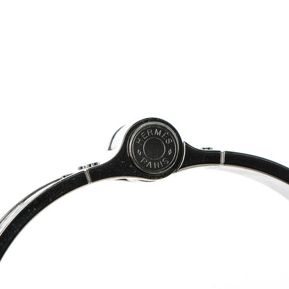 Hermes Shiny Alligator Narrow Hinged Bracelet M Black 5 of 6