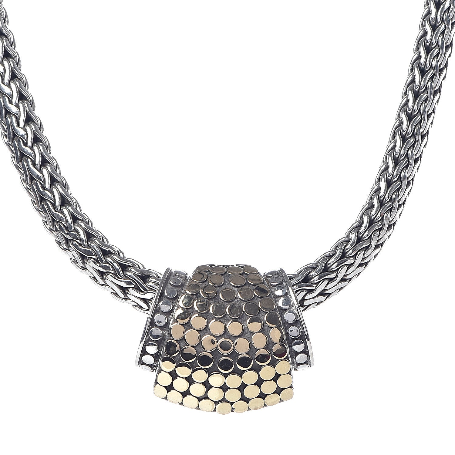 John Hardy Sterling Silver 18K Yellow Gold Dot Slide Pendant Necklace 4 of 6