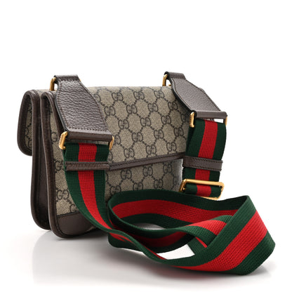 Gucci GG Supreme Monogram Web Small Neo Vintage Double Flap Messenger Bag Beige New Acero 3 of 18