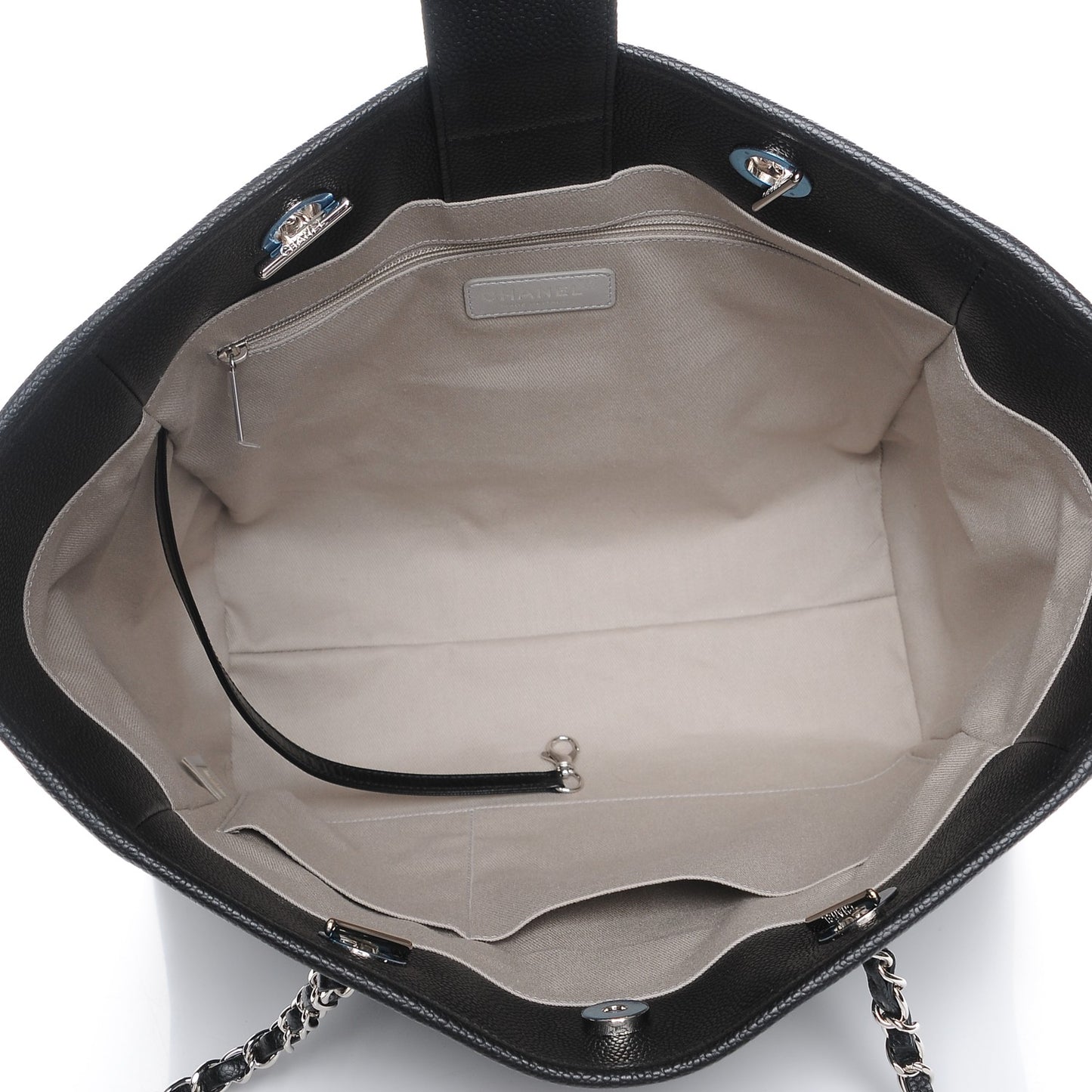 Glazed Calfskin Small Deauville Tote Black