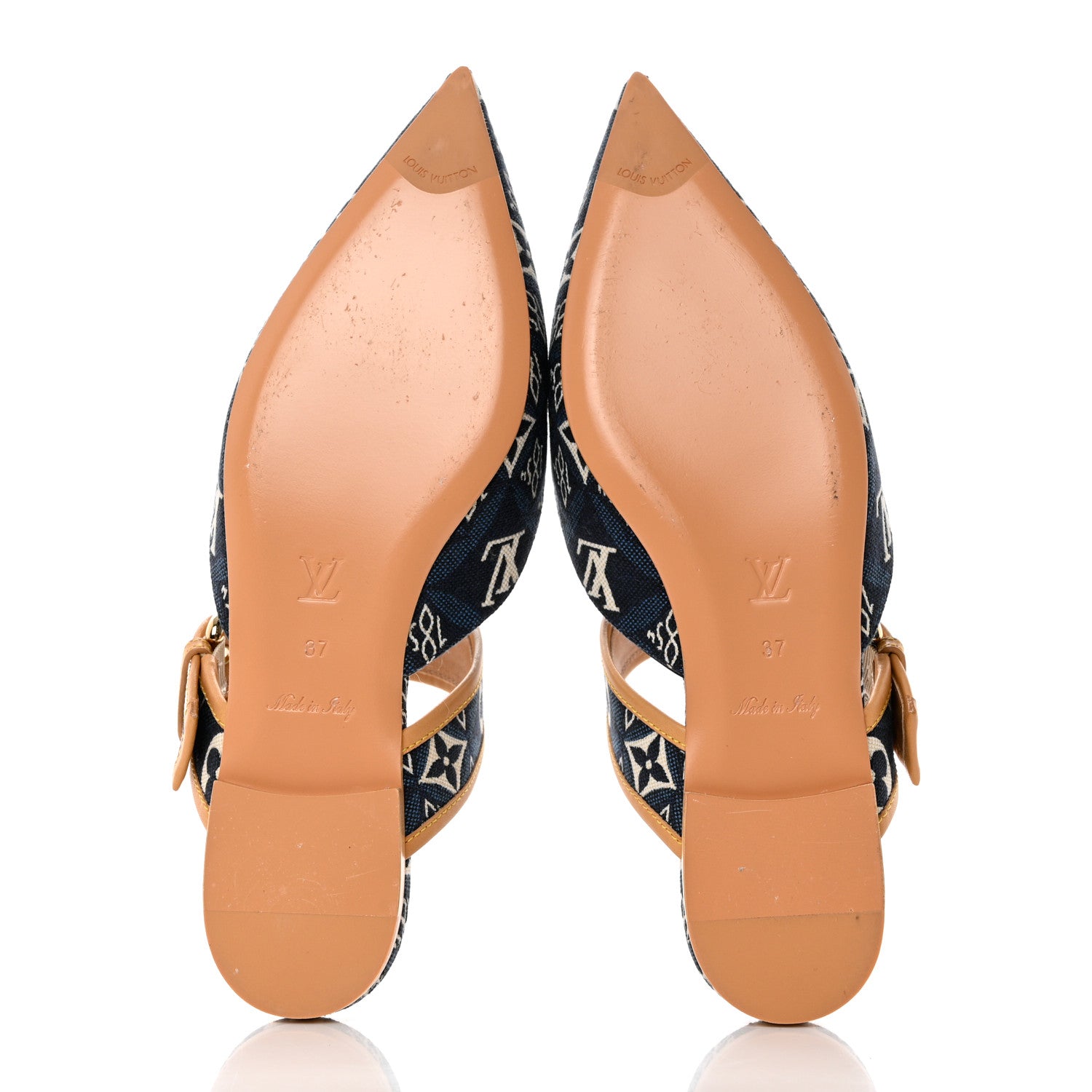 Louis Vuitton Jacquard Since 1854 Sofia Flat Mules 37 Blue 5 of 10