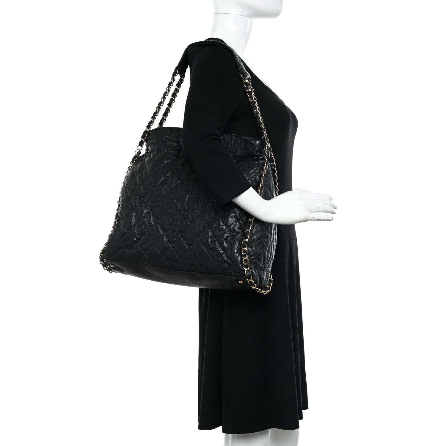 Chanel Calfskin Quilted Large Chain Me Hobo Black 2 of 11
