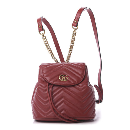 Gucci Calfskin Matelasse GG Marmont Flap Backpack Hibiscus Red 1 of 10