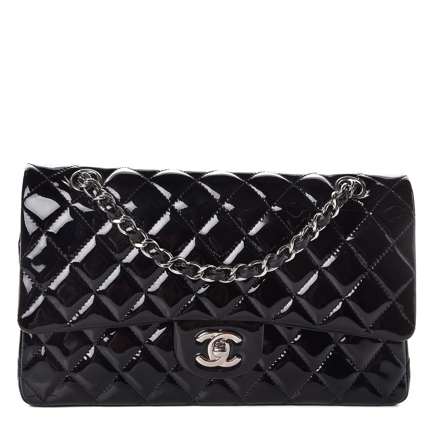 Chanel Patent Quilted Medium Double Flap Black 1 of 7