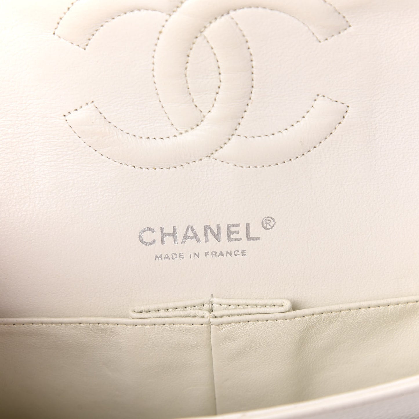 Caviar Quilted Medium Double Flap White