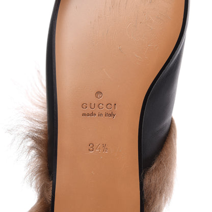 Gucci Calfskin Fur Tiger Embroidered Womens Princetown Slippers 34.5 Black 7 of 9