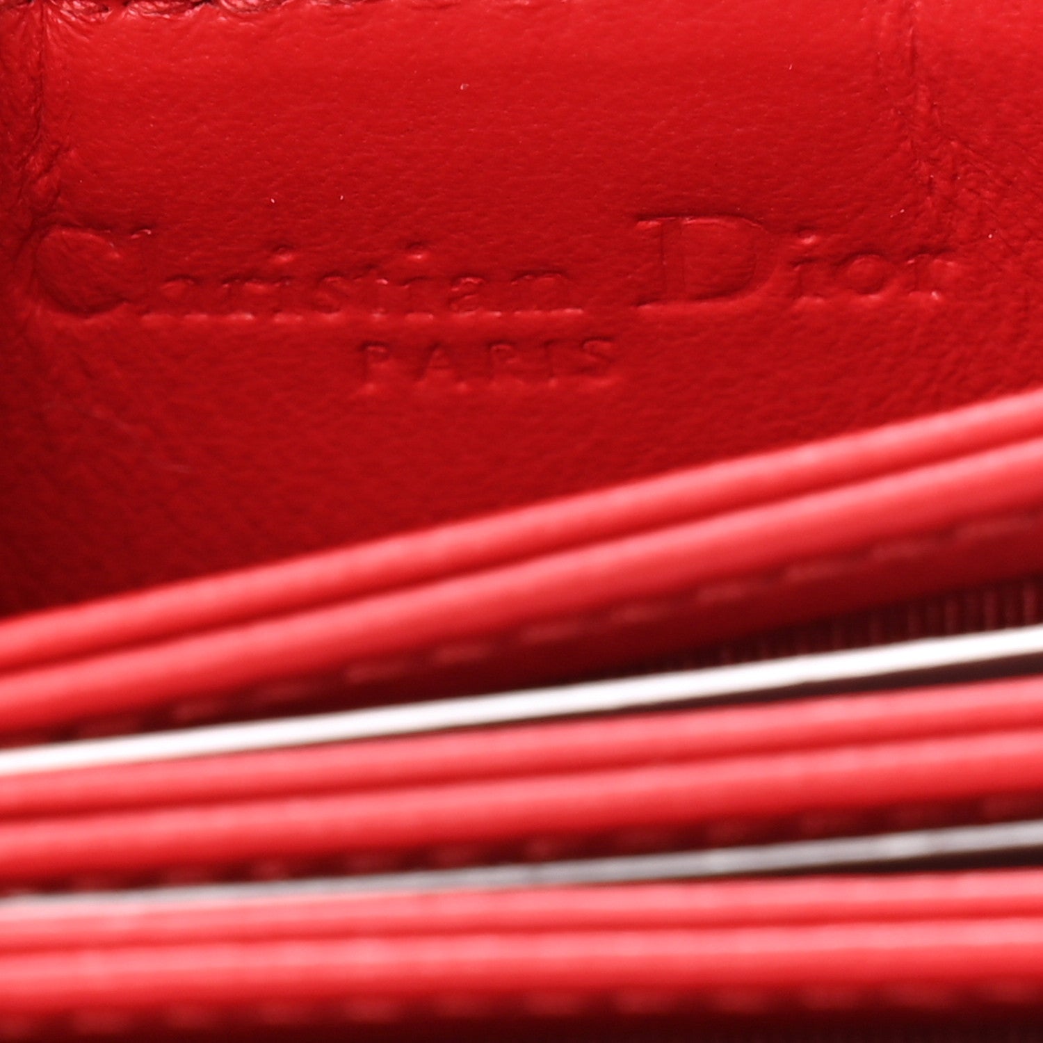 Christian Dior Patent Cannage Lady Dior 5-Gusset Card Holder Rouge Vif 7 of 9