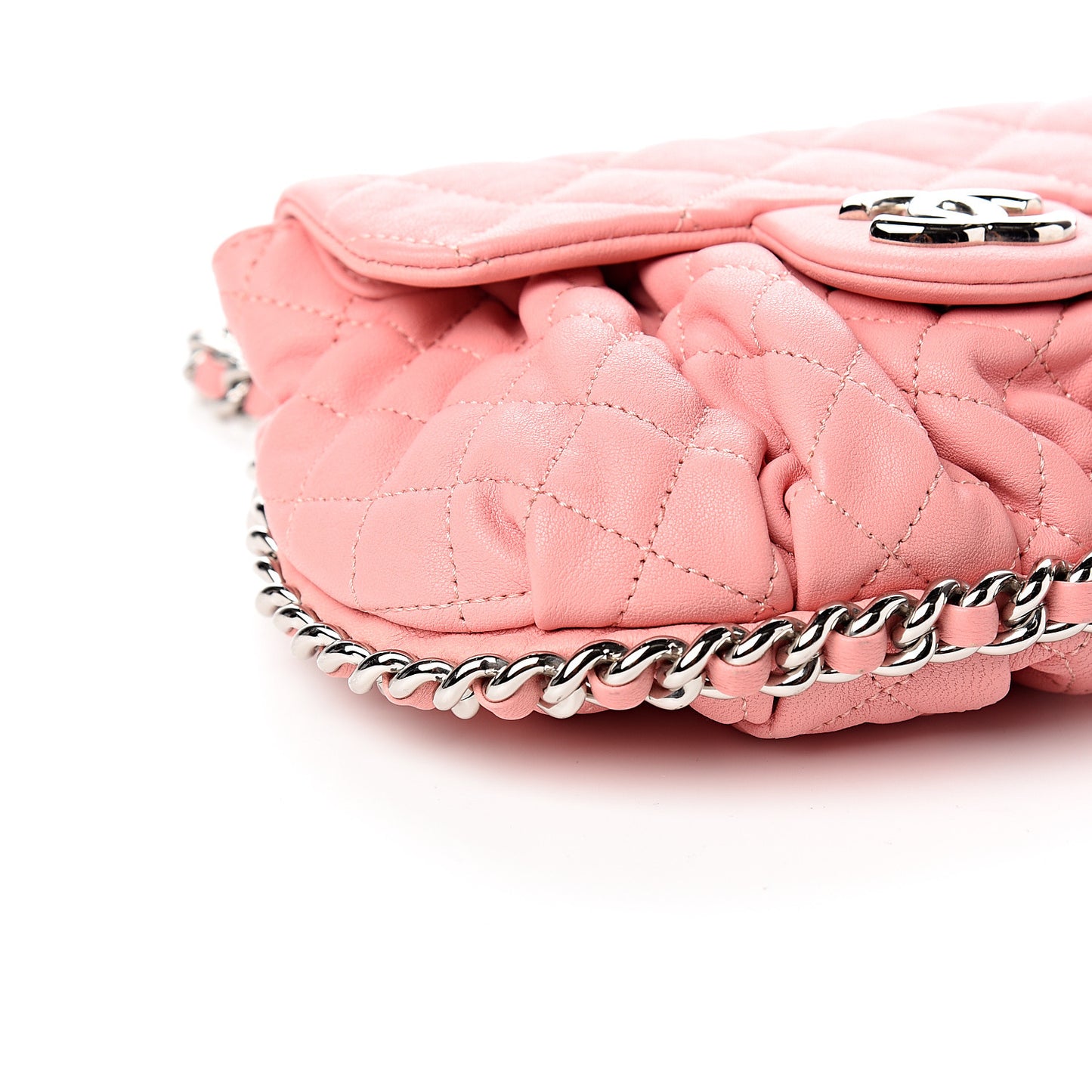 Washed Lambskin Quilted Mini Chain Around Messenger Pink