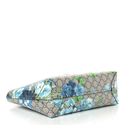 Gucci GG Supreme Monogram Blooms Small Reversible Tote Beige Blue Navy 4 of 5