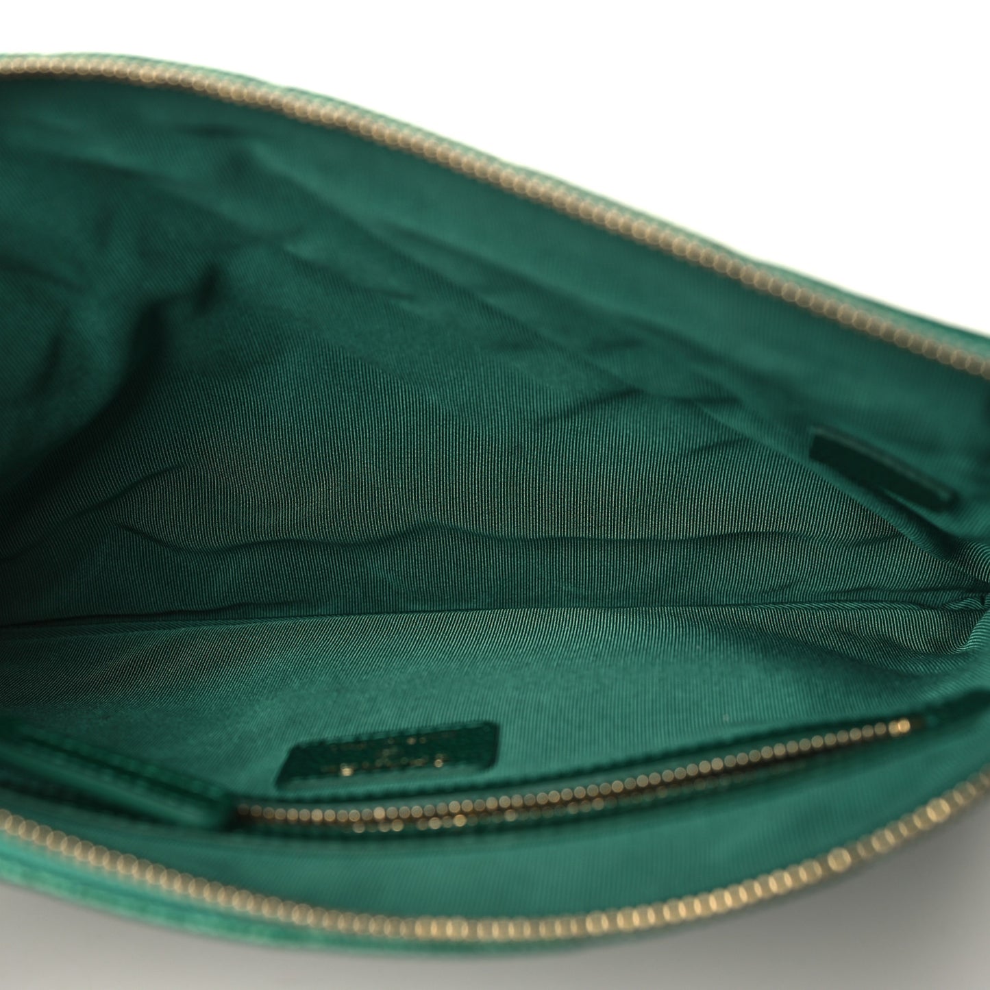 Metallic Caviar Quilted Medium Cosmetic Case Green