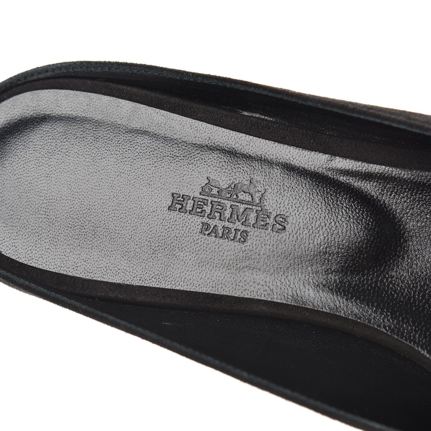 Hermes Suede Goatskin Crystal Roxane Mules 39 Gris Argente Black 6 of 11