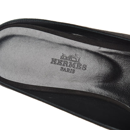 Hermes Suede Goatskin Crystal Roxane Mules 39 Gris Argente Black 6 of 11