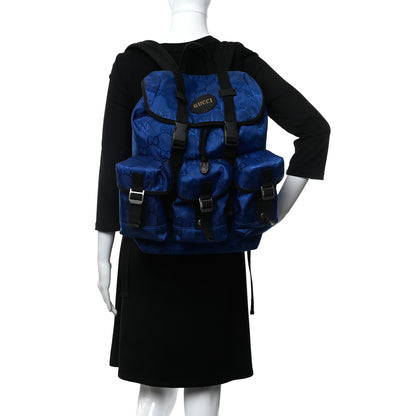 Gucci Econyl Nylon Monogram Off The Grid Utility Pocket Backpack Guilted Blue Black 2 of 10