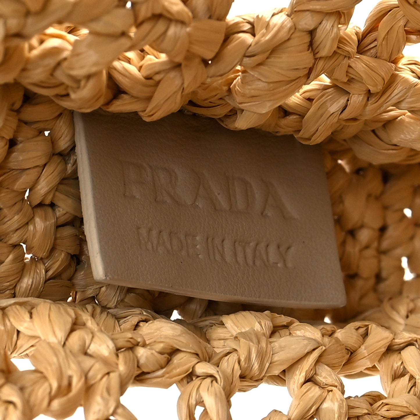 Yarn Raffia Effect Crochet Logo Embroidered Tote Bag Naturale