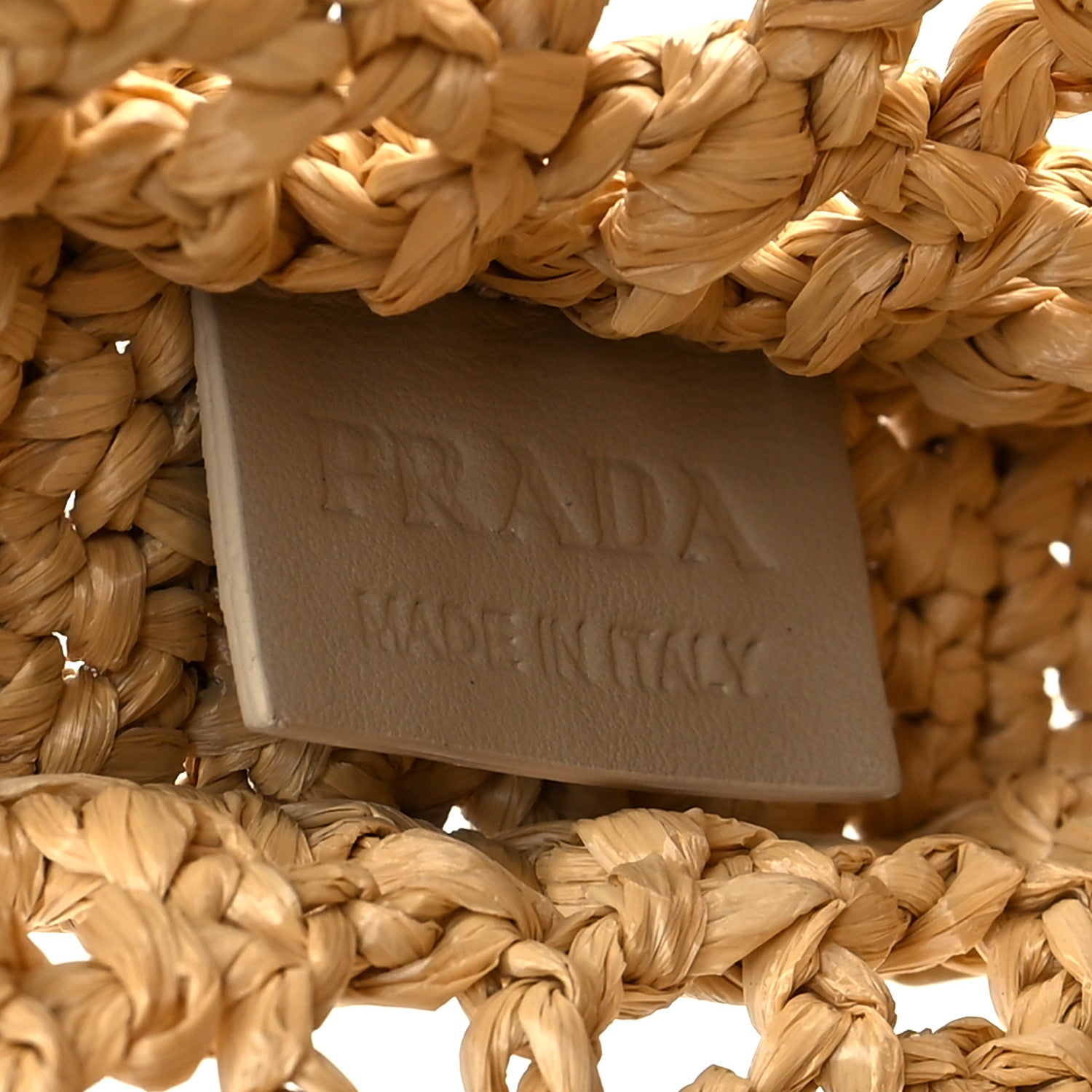 Prada Yarn Raffia Effect Crochet Logo Embroidered Tote Bag Naturale 12 of 18