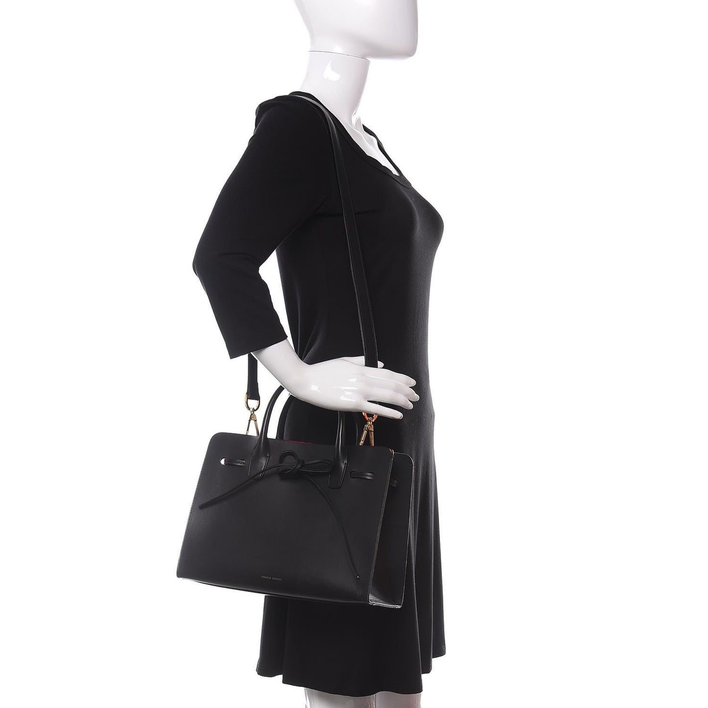 Vegetable Tanned Calfskin Mini Mini Sun Bag Black Flamma