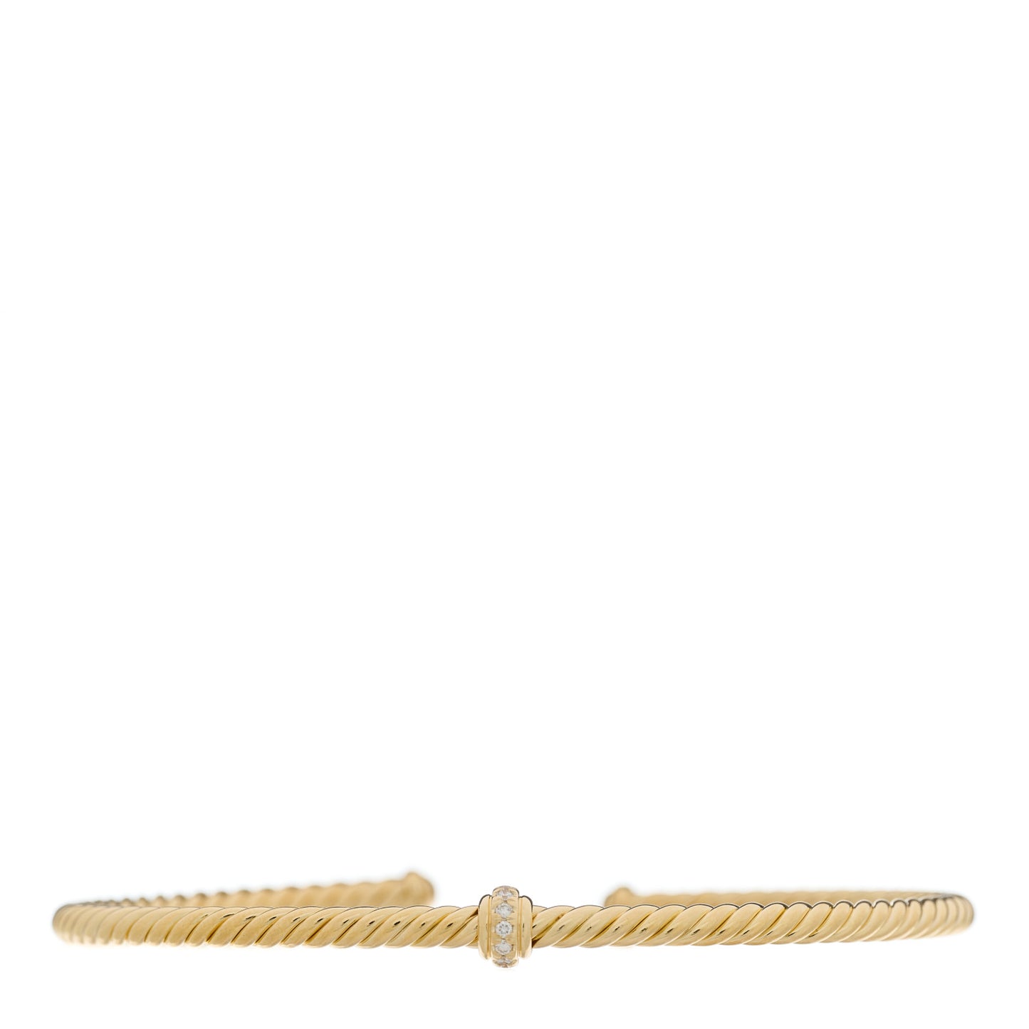 18K Yellow Gold Diamond 3mm Cablespira Single Station Bracelet