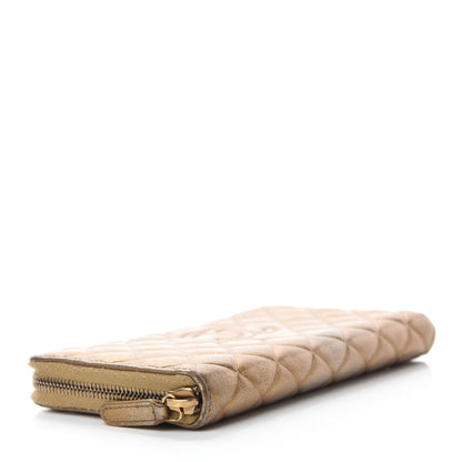 Chanel Metallic Lambskin Quilted Diamond CC Zip Around Wallet Gold 4 of 10