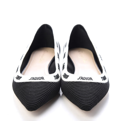 Christian Dior Fabric Ribbon Embroidered J'Adior Ballet Flats 38.5 Black 2 of 11