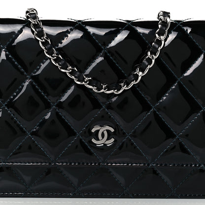 Chanel Patent Quilted Wallet On Chain WOC Navy 9 of 11