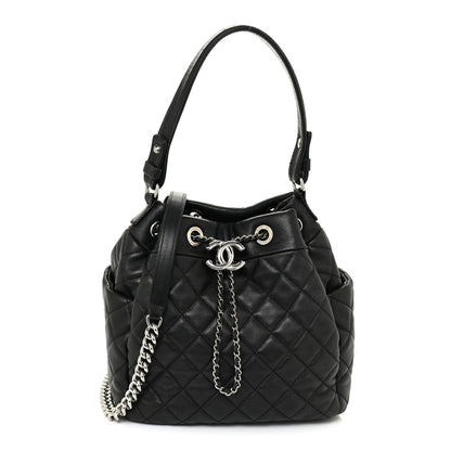 Chanel Lambskin Quilted Mini CC Chain Bucket Bag Black 1 of 16