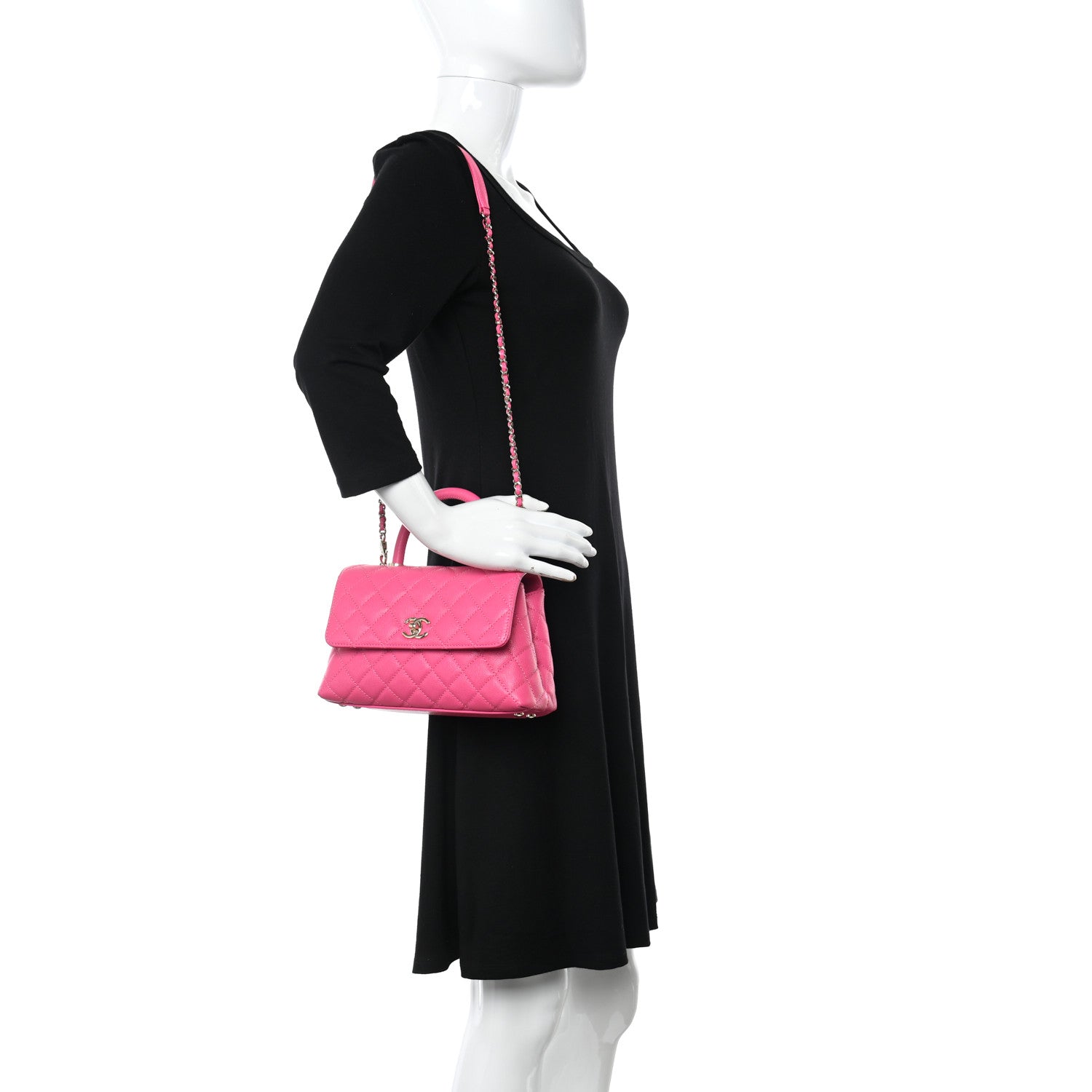 Chanel Caviar Quilted Mini Coco Handle Flap Rose 3 of 10