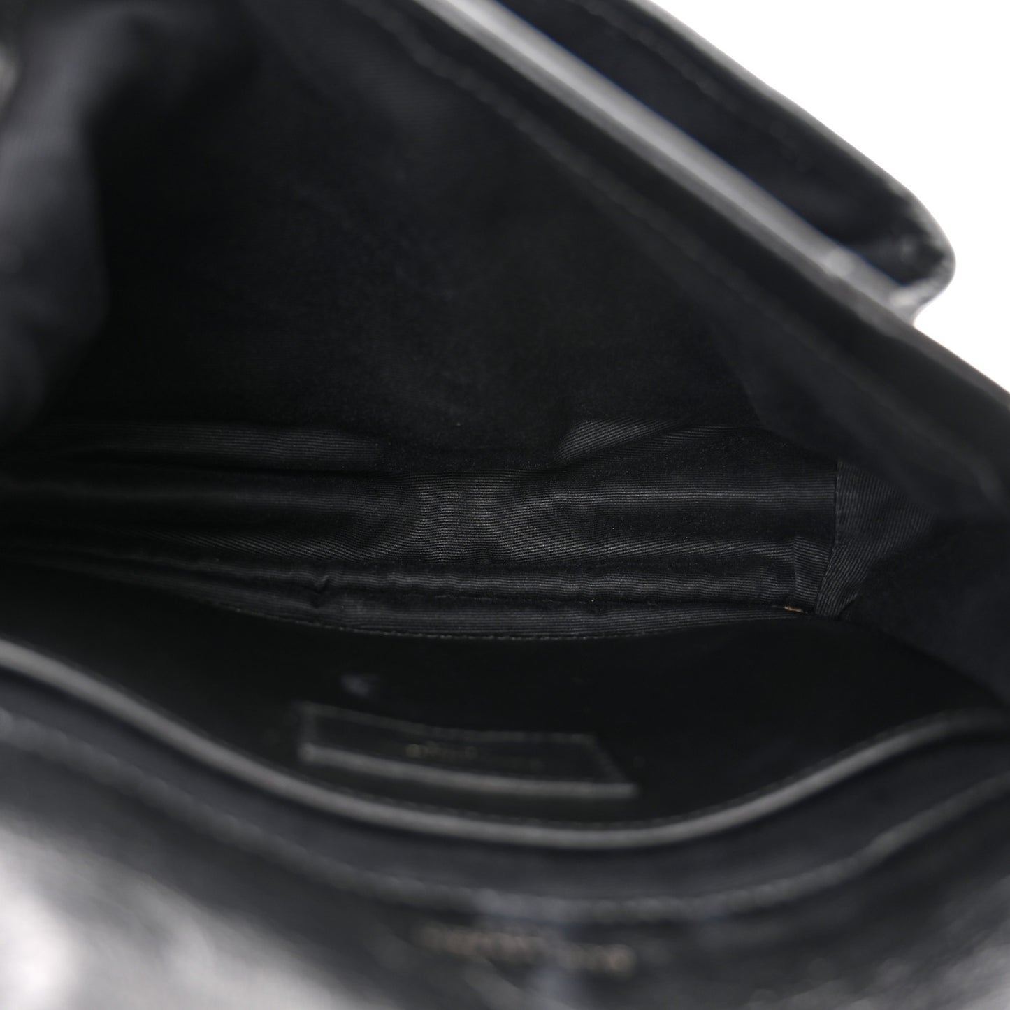 Crinkled Calfskin Matelasse Monogram Baby Niki Chain Satchel Black