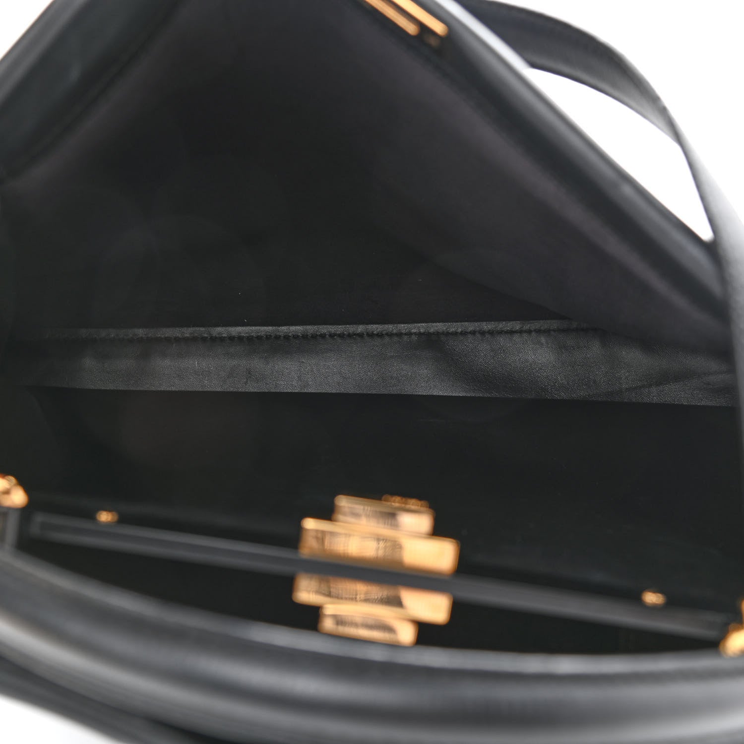 Fendi Vitello Seta Shiny Nappa Large Peekaboo Iconic Satchel Black 5 of 9