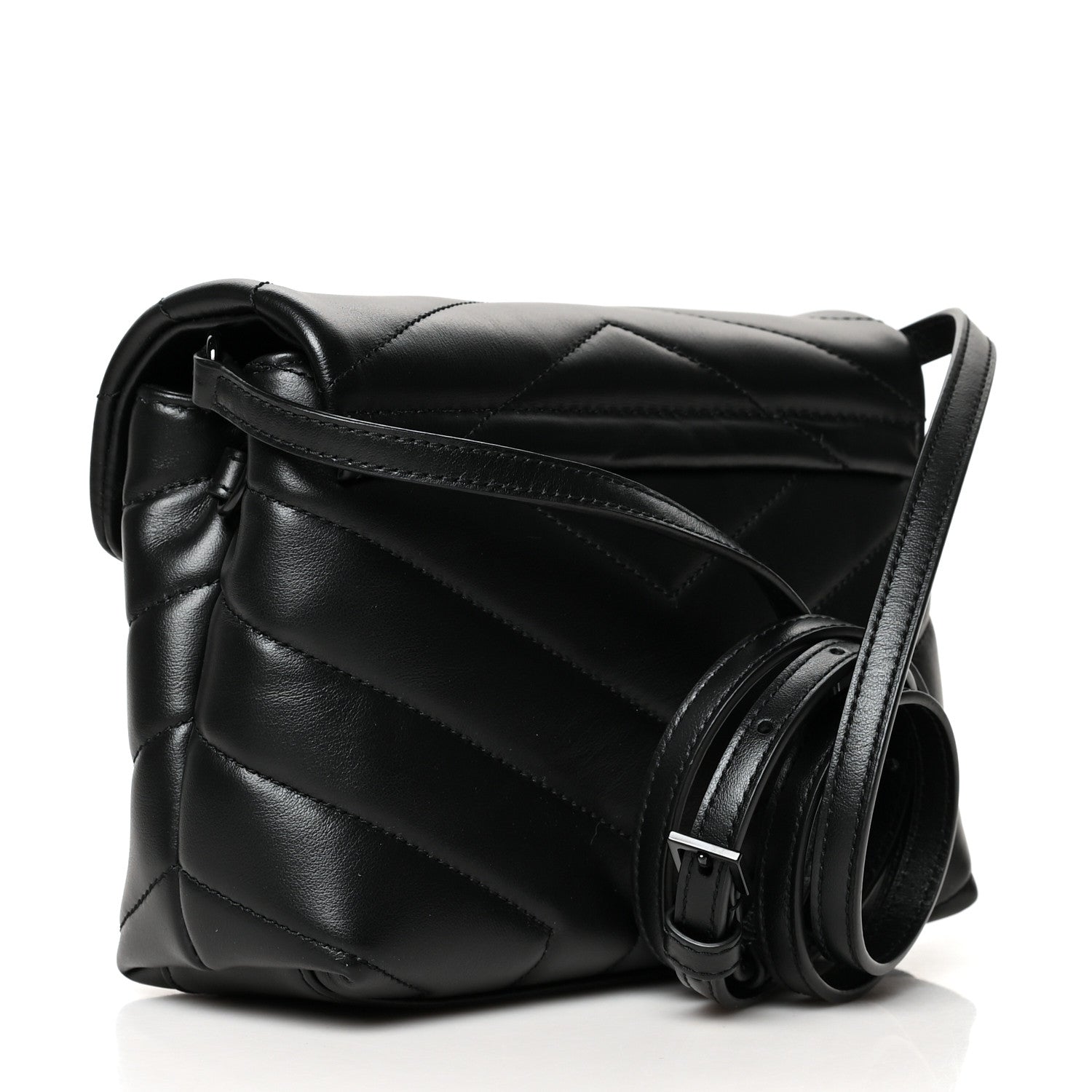 Saint Laurent Calfskin Y Quilted Monogram Toy Loulou Crossbody Bag Black 3 of 12