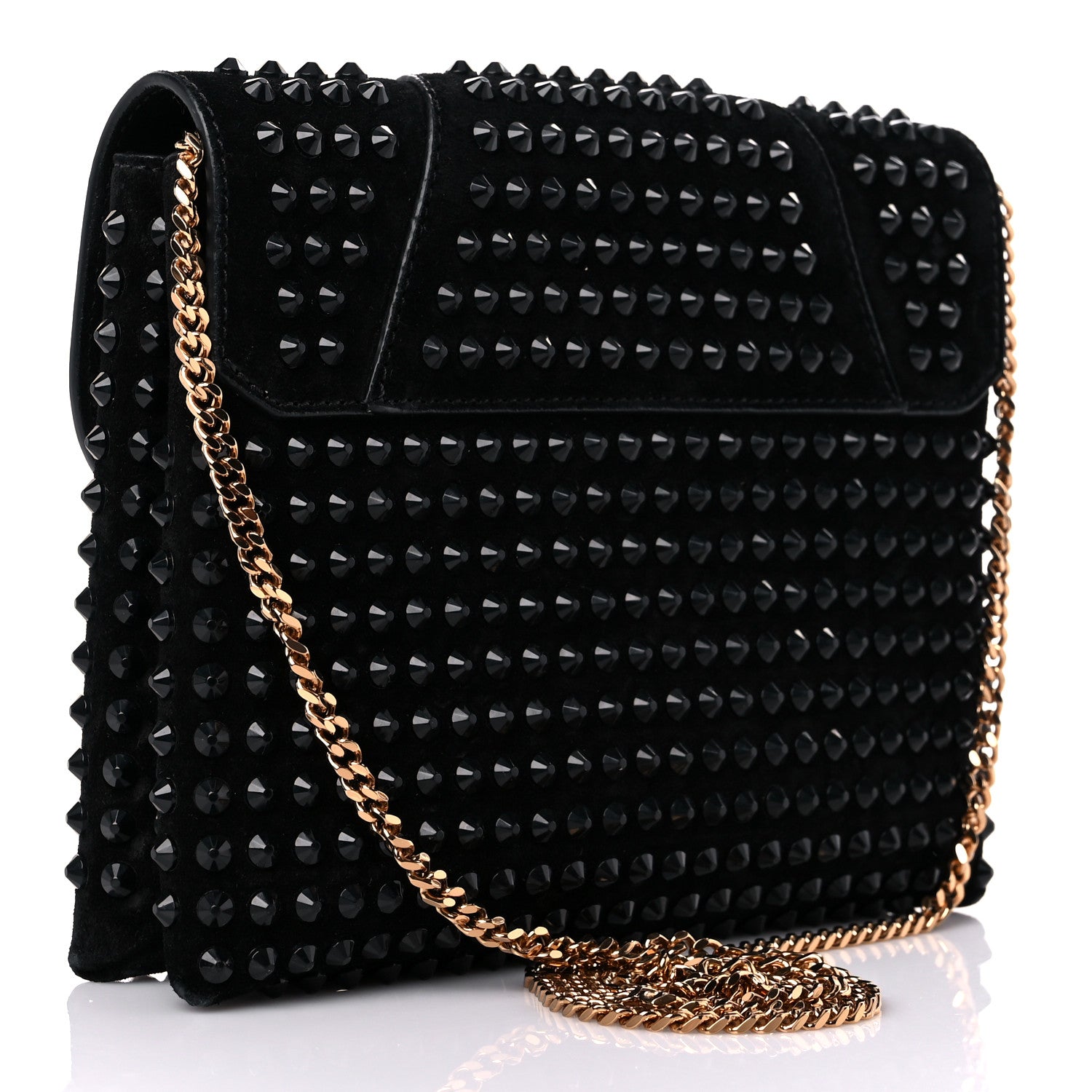 Versace Suede Studded Virtus Chain Clutch Black 3 of 15