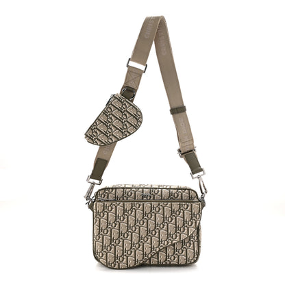 Christian Dior Oblique Saddle Triple Pouch Green 1 of 11
