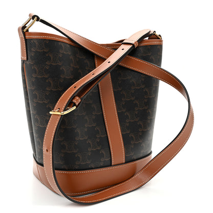 Celine Triomphe Canvas Calfskin Small Bucket Bag Tan 3 of 10