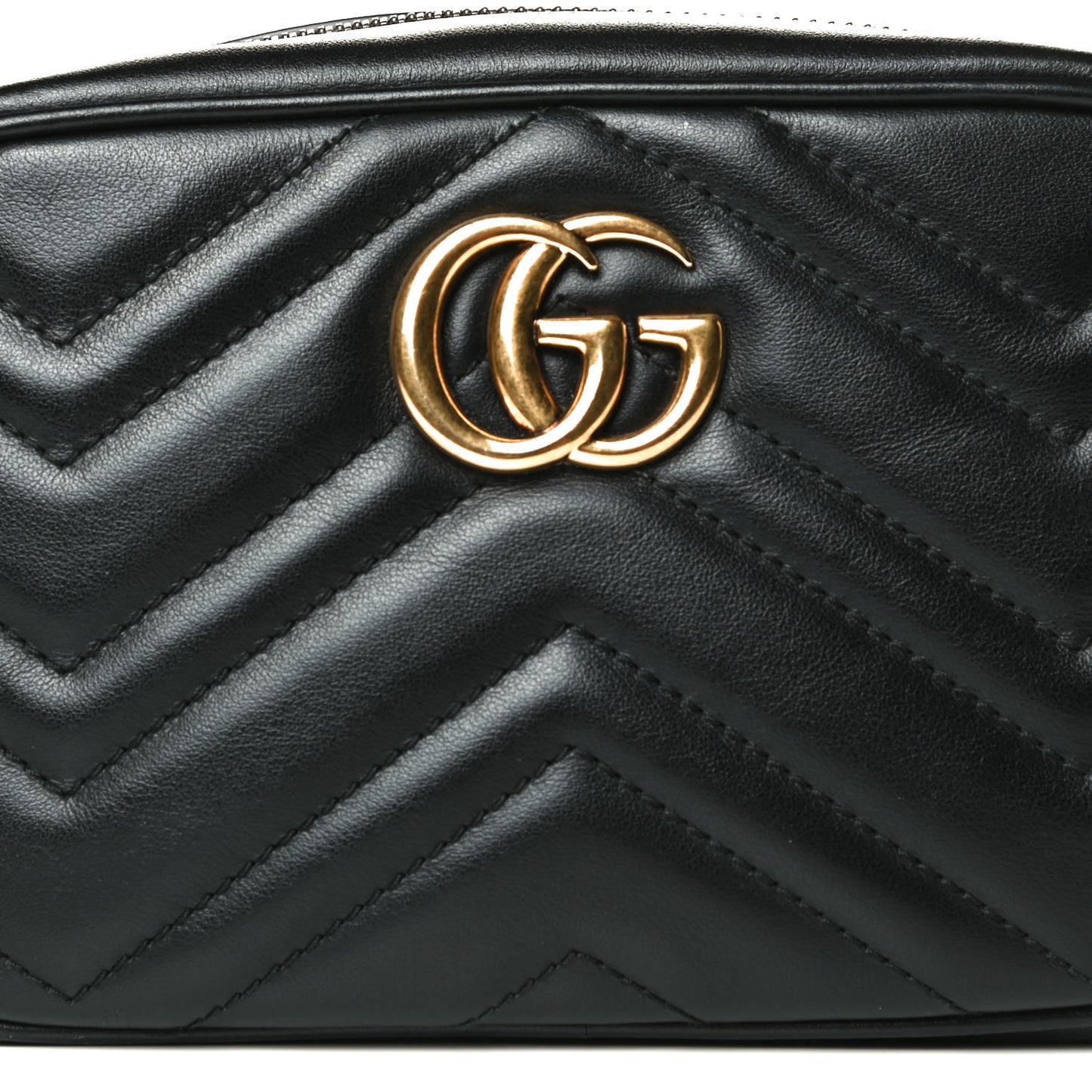 Calfskin Matelasse Mini GG Marmont Chain Shoulder Bag Black