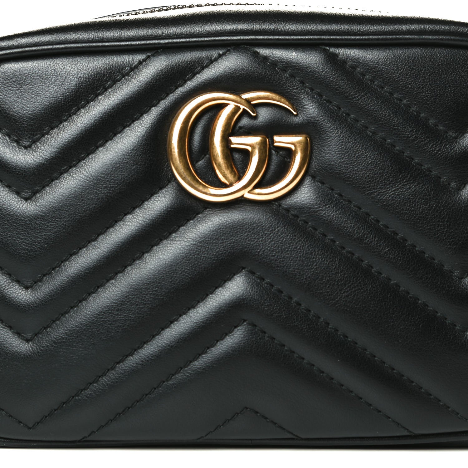Gucci Calfskin Matelasse Mini GG Marmont Chain Shoulder Bag Black 8 of 12