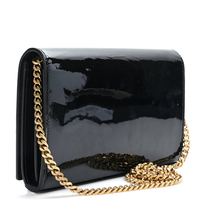 Saint Laurent Patent Calfskin Monogram Kate Wallet On Chain Black 3 of 9