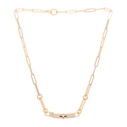 Hermes 18K Rose Gold Diamond Pave Kelly Chaine Choker Necklace 3 of 6