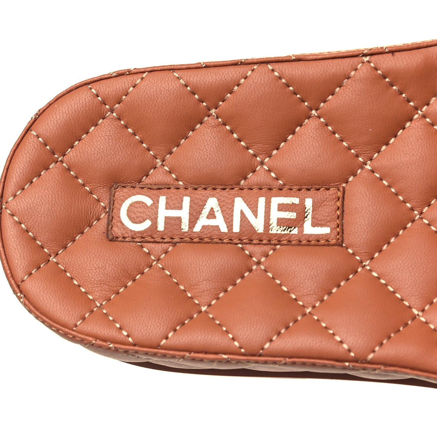 Lambskin Quilted CC Mules Sandals 39 Brown