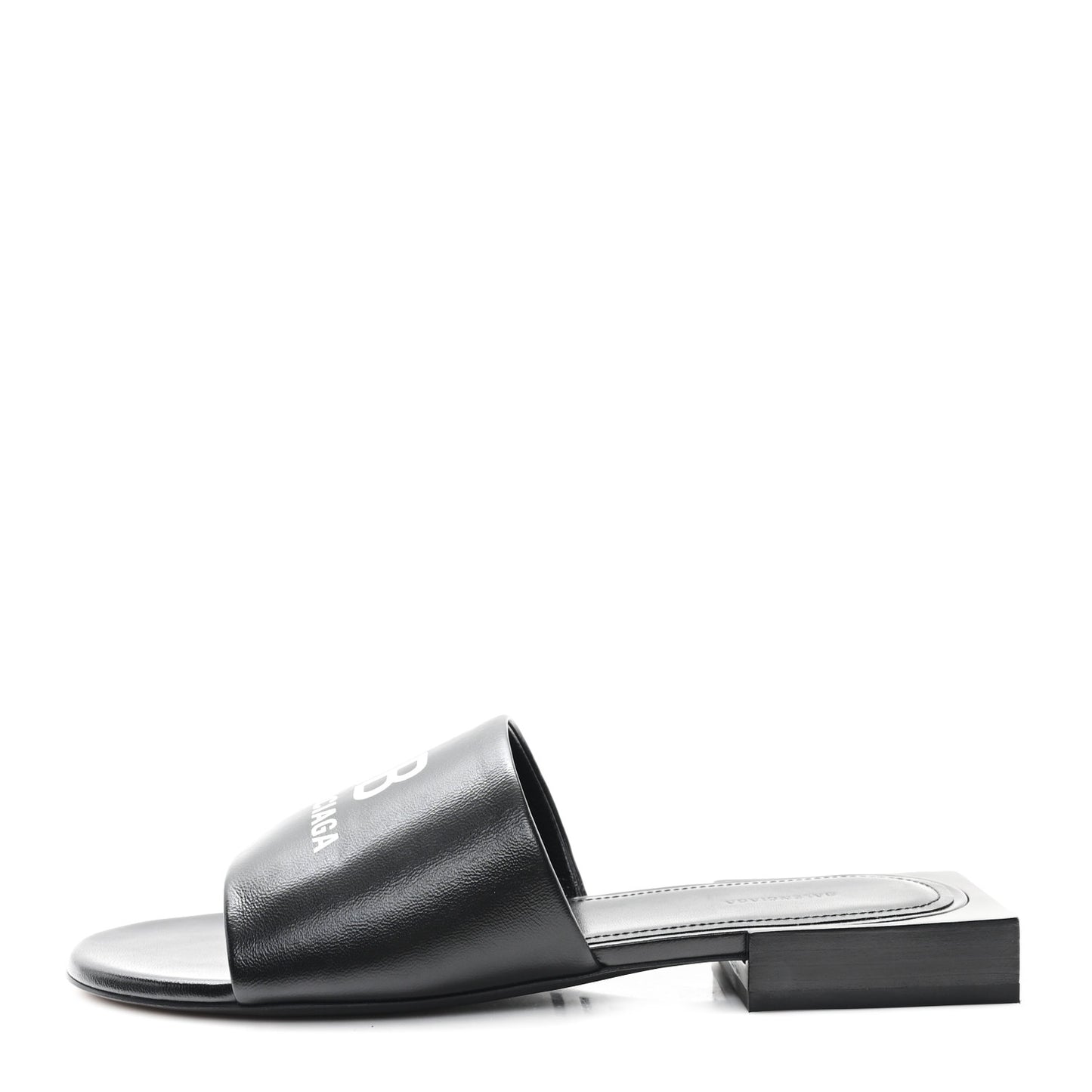 Nappa Soft Box Flat Sandals 36 Black White