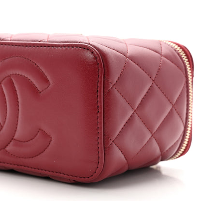 Chanel Lambskin Quilted Small Top Handle Vanity Case With Chain Burgundy 8 of 10