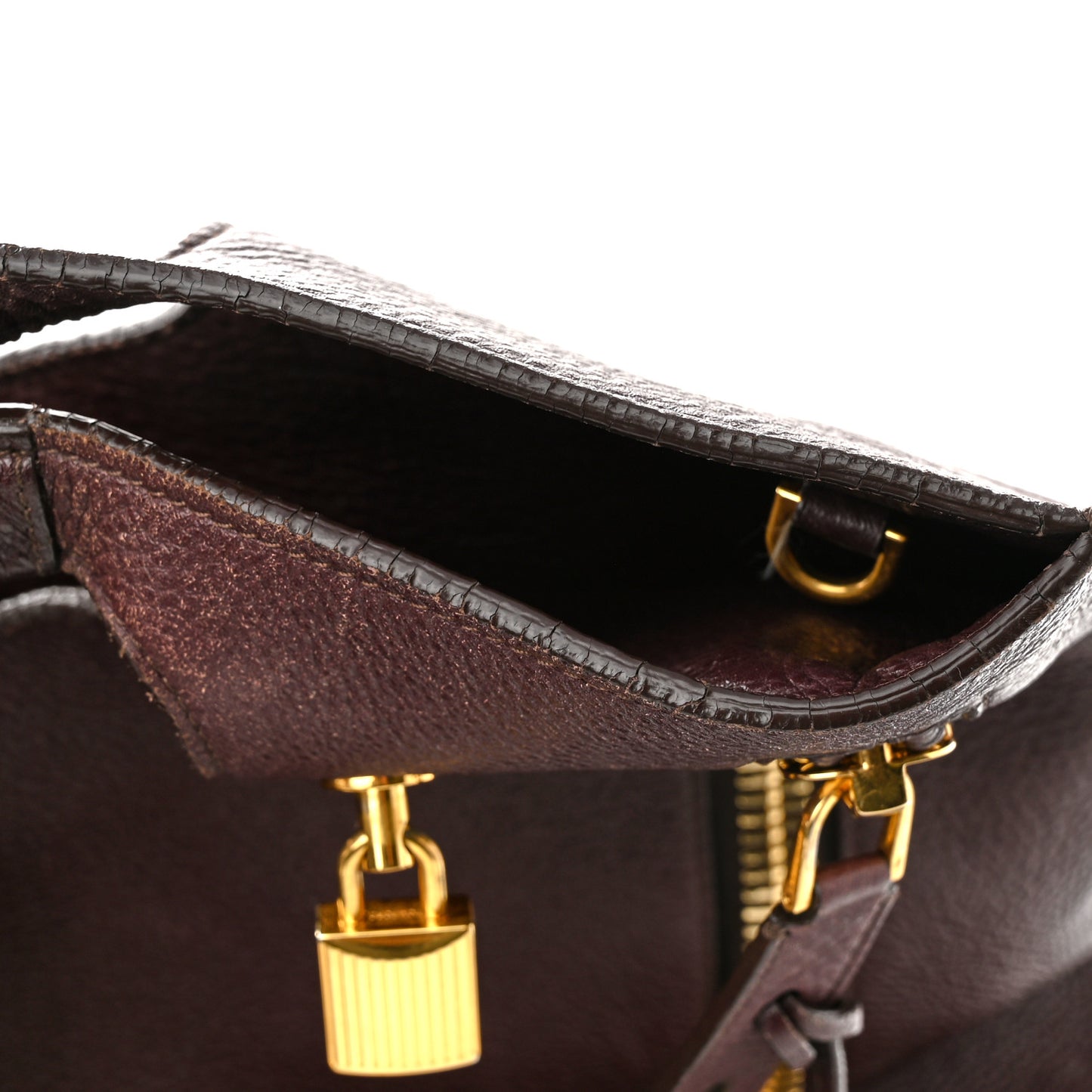 Grained Calfskin Alix Padlock Zip Tote Burgundy